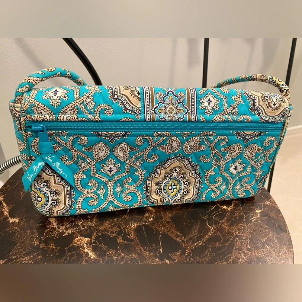 Vera Bradley Teal and Beige Paisley Cosmetic Bag - Picture 1 of 4